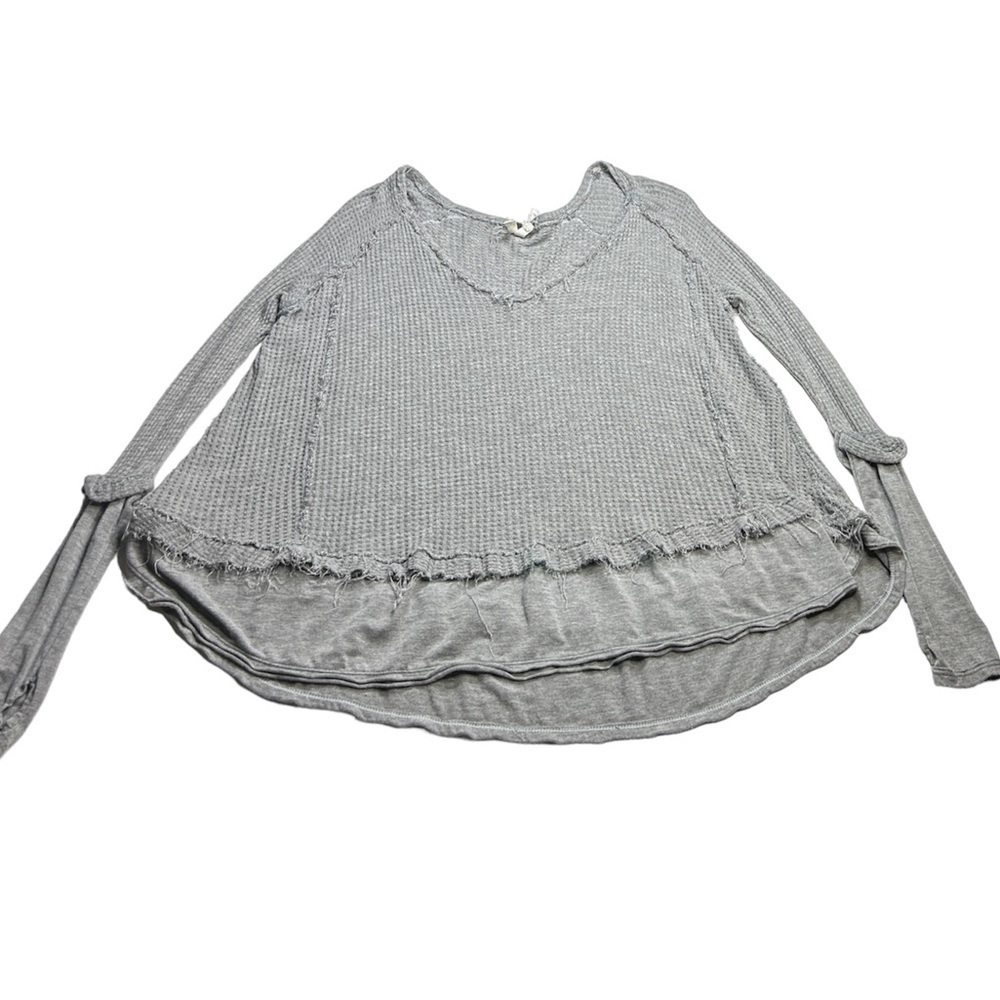 Free People oversized Laguna thermal thumb holes in light heather gray size XS - Picture 6 of 14